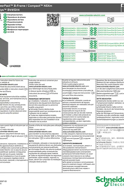 schneider施耐德PowerPacT B-Frame _ ComPacT NSXm _ TeSys GV4_BV4 - 相间屏障 - 说明页